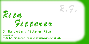 rita fitterer business card